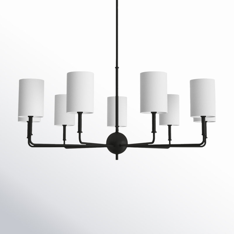 Rowley 36" W 9-Light Steel Dimmable Chandelier, Midnight Black