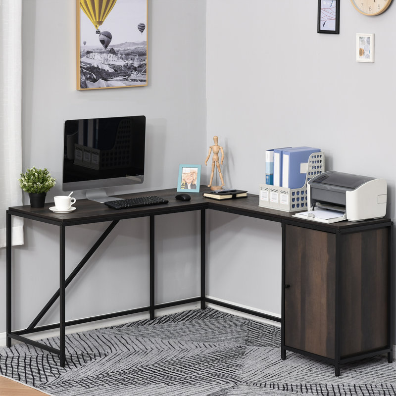 L-Shaped Metal Base Writing Desk