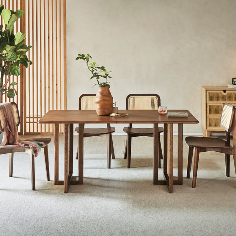 Table de salle à manger simple en rotin simple 33,46 po, H 29,13 po x L 62,99 po x l 33,46 po