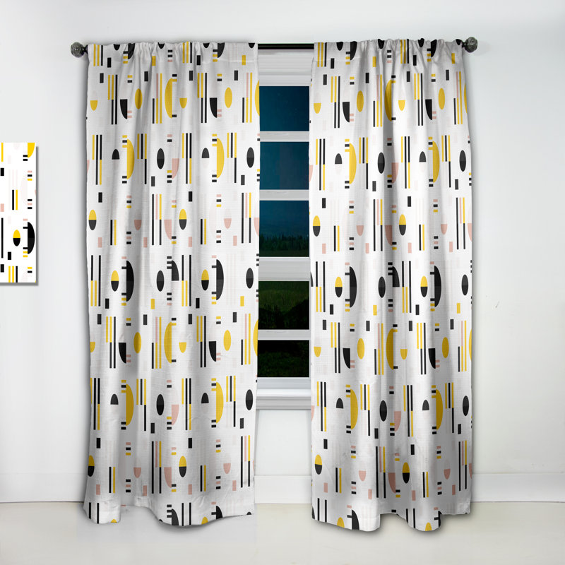 Panneau de rideau simple occultant rétro à motif géométrique Mid-Century, L 52 po x L 84 po