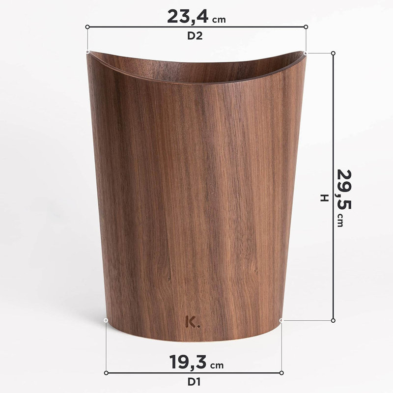 Manufactured Wood Open Waste Bin - 9L, Walnut