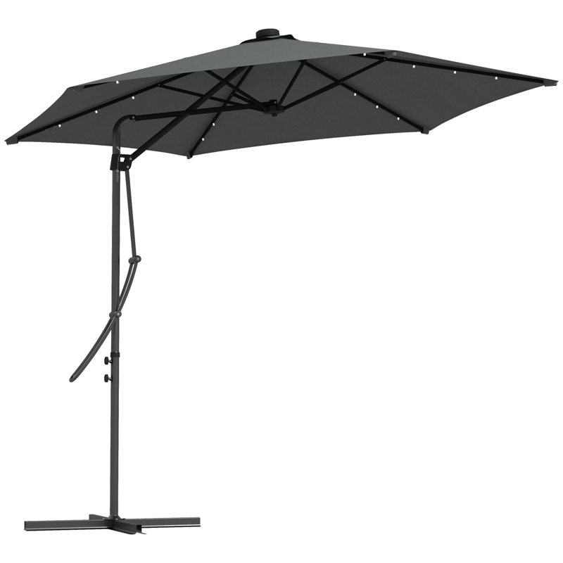 130cm Lighted Market Parasol, Dark Grey