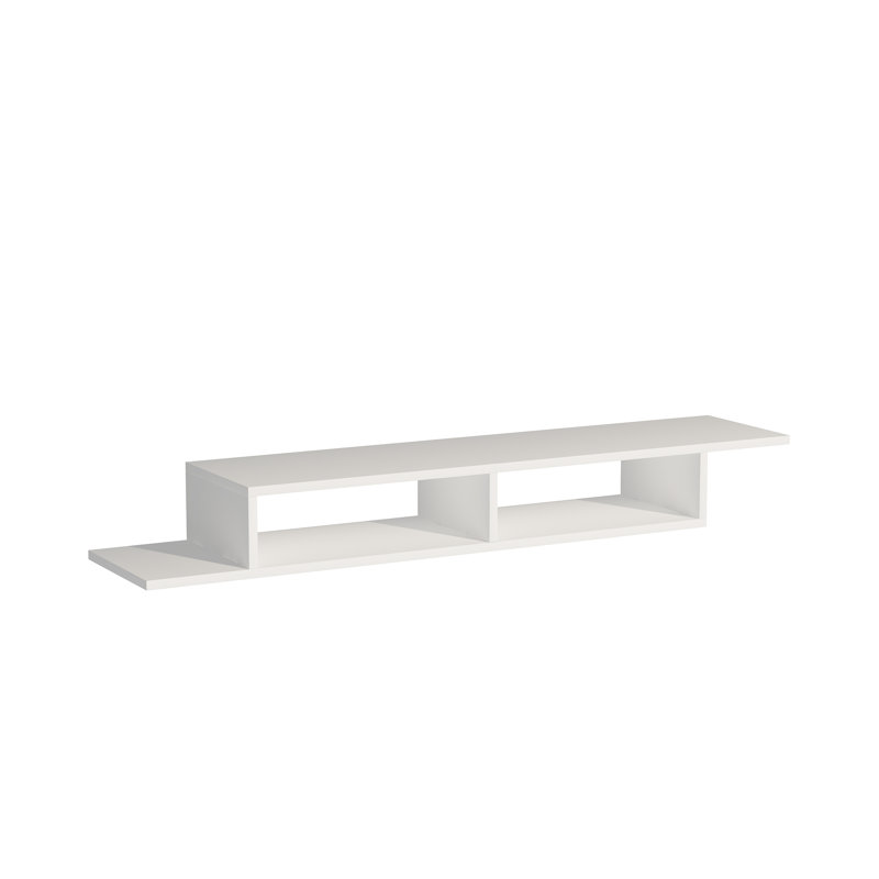 Floating TV Stand With Shelves Linet, White