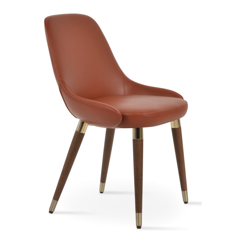 Gazel Wood Side Chair, Cognac Fabric