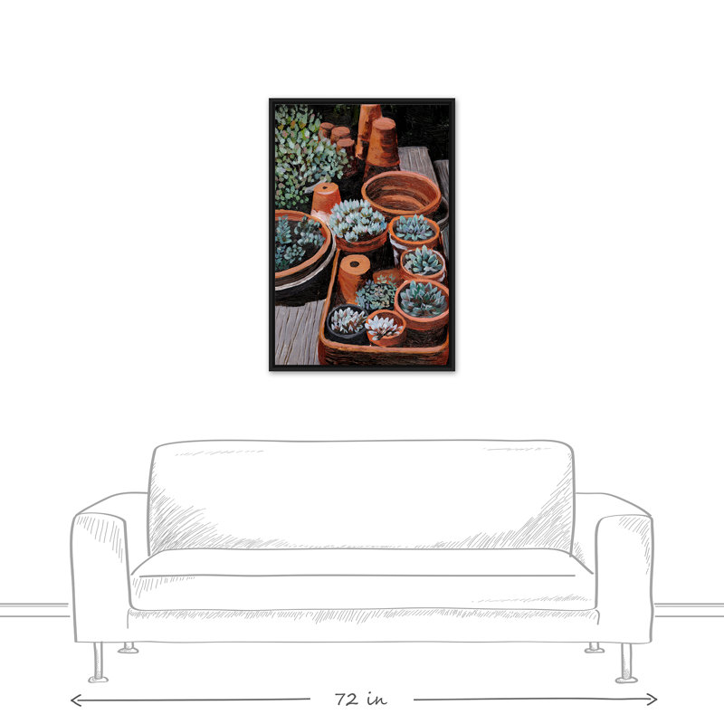 Plantes d'arrière-cour - Imprimé, H 37,75 po x l 25,75 po x P 1,75 po, Cadre flottant noir