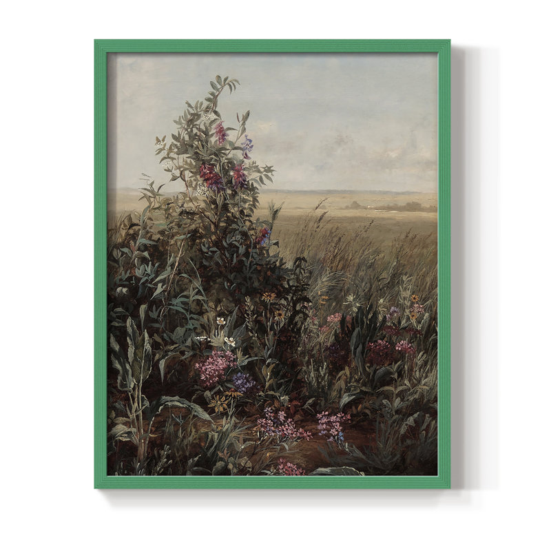Vintage Landscape CXXIV Framed Print - Solid Wood, Green, 15" H x 12" W