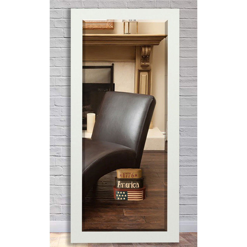 Miroir mural biseauté blanc, H 66 po x l 31 po