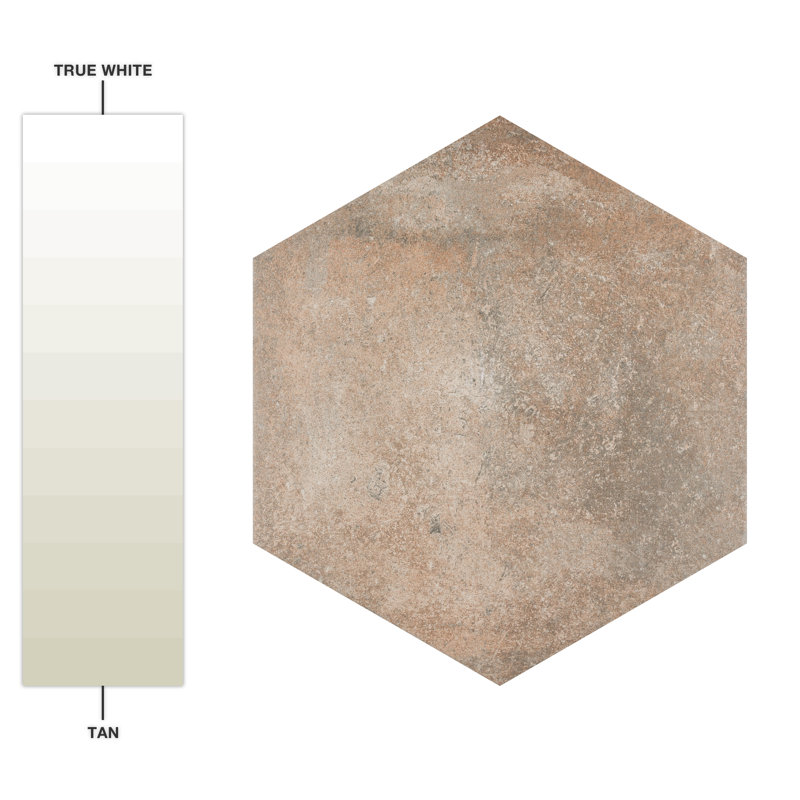 Boston Ferro 14" x 16" Porcelain Wall & Floor Tile, Cream/Brown/Tan