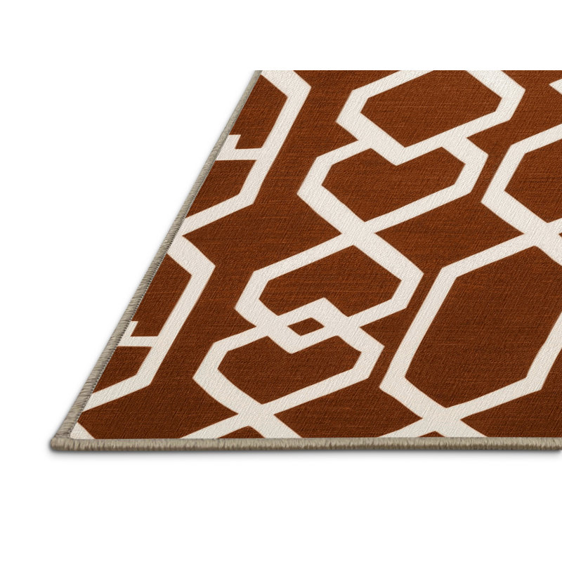 Tapis brun treillis lavable à la machine, Carré 6 pi