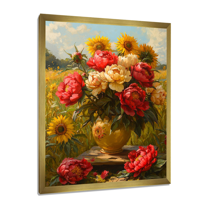Chalgrave - Art mural sur toile à motif floral, H 32 po x l 24 po, Reproduction encadrée d'une seule photo, Doré