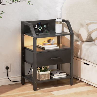46cm W Steel Bedside Table