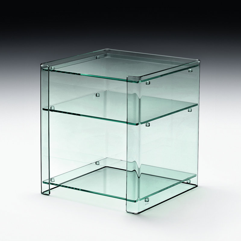 Oxbow 45cm W Glass Bedside Table, Transparent/Black