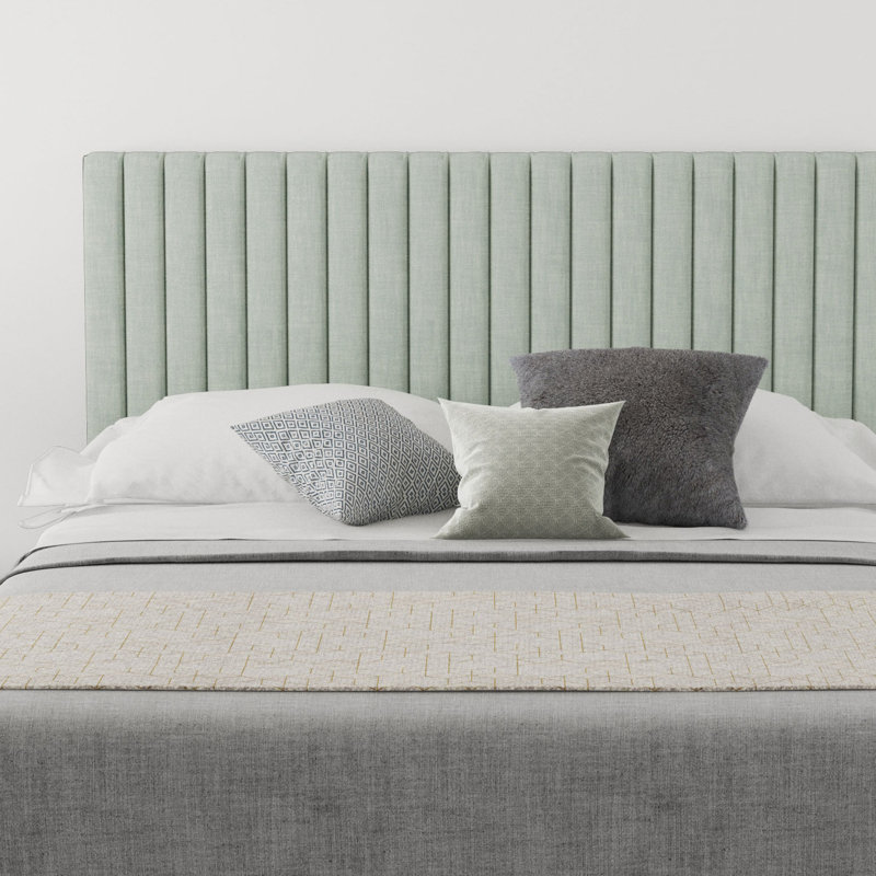 Hailey Upholstered Headboard, Double (4'6), 100% Cotton Eau De Nil