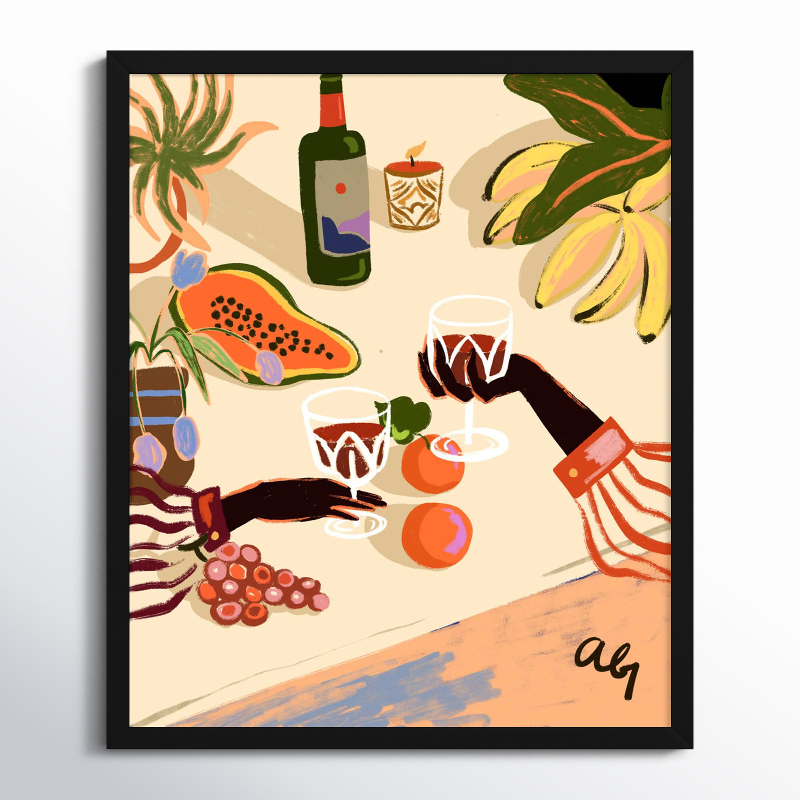 Pritchard "Cheers to You (Wine)" Print, 25" H x 21" W, Black