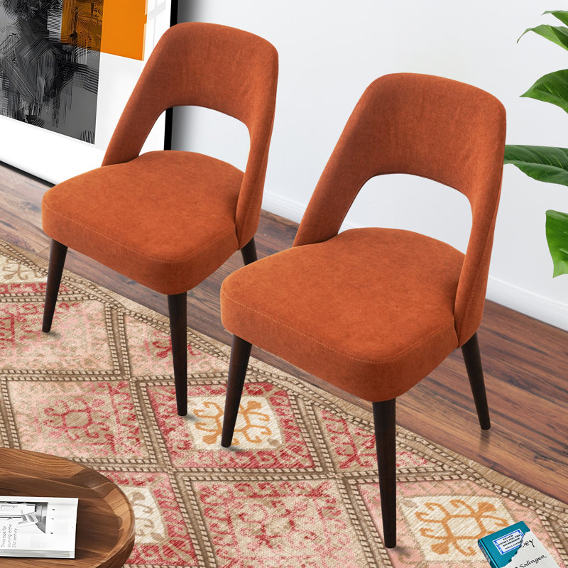 Chaise d'appoint rembourrée Argent, Orange brûlé