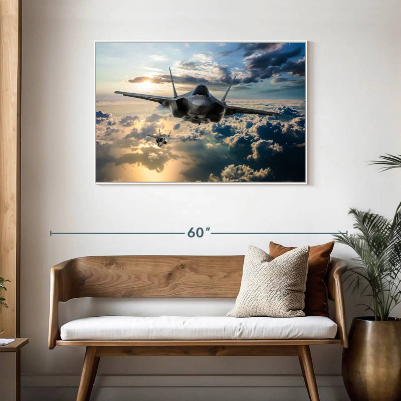 F35 Fighter Jet, Floating Frame White, 43" X 29"