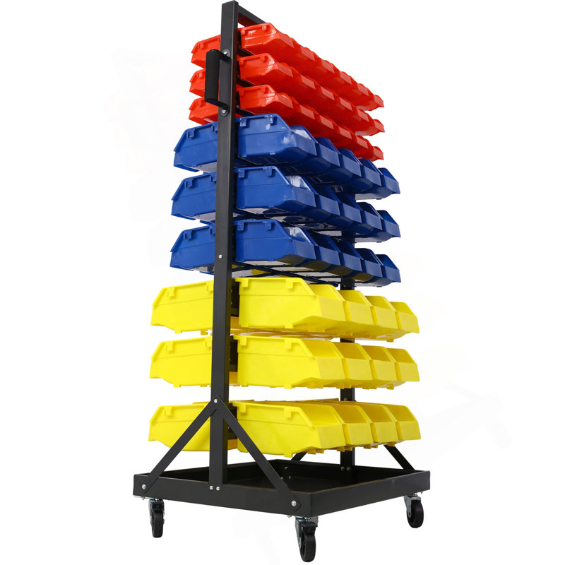 Organisateur de rangement pour 90 pièces avec roulettes verrouillables pour garage et maison
