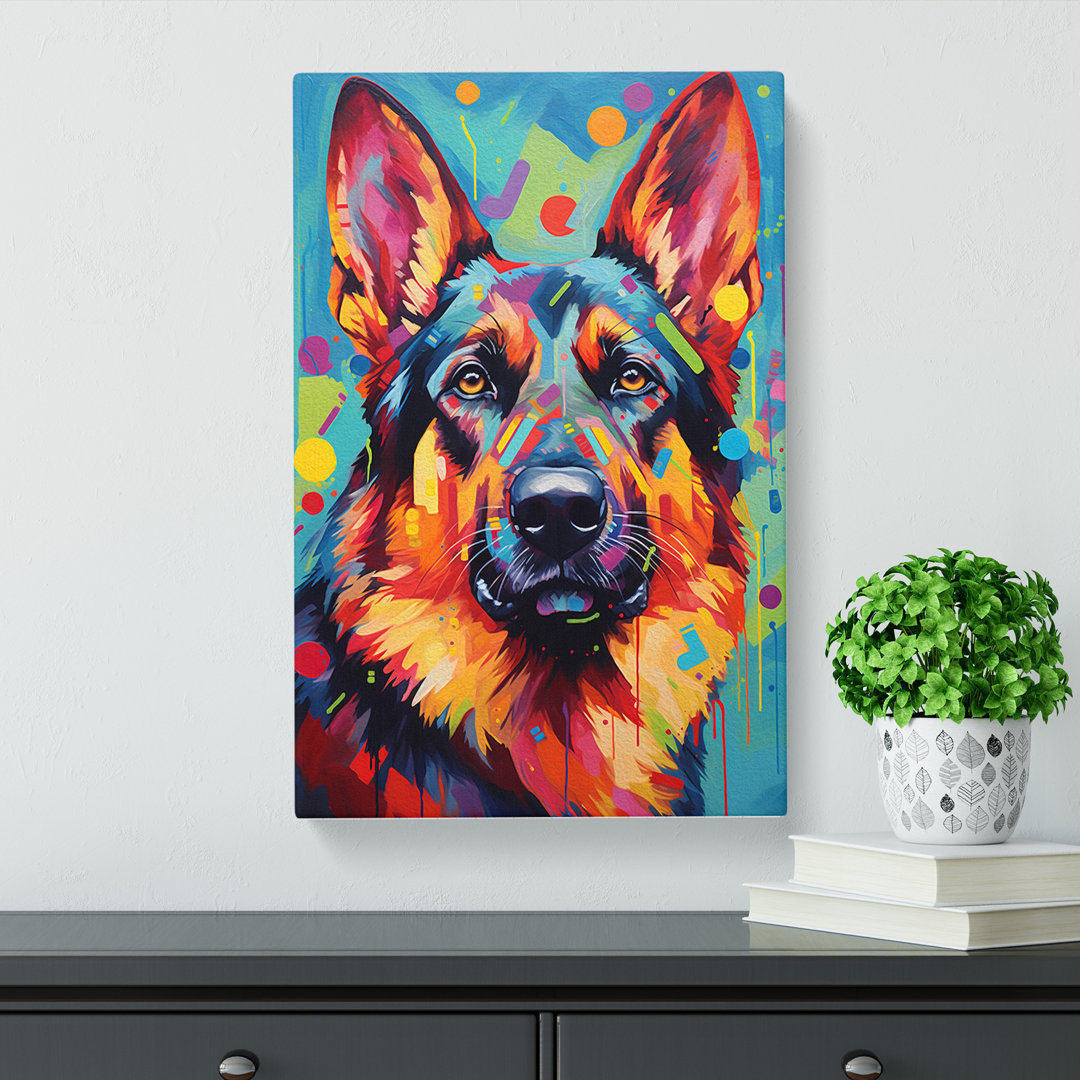 German Shepherd Abstract - Wrapped Canvas