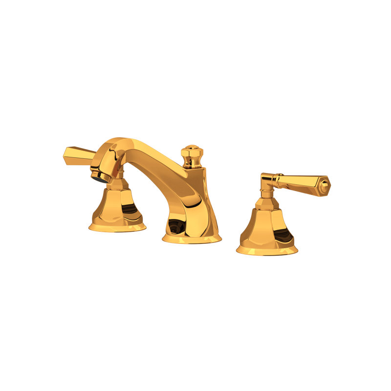Palladian Widespread Lavatory Faucet With Low Spout, Inca Brass, Lever Handle