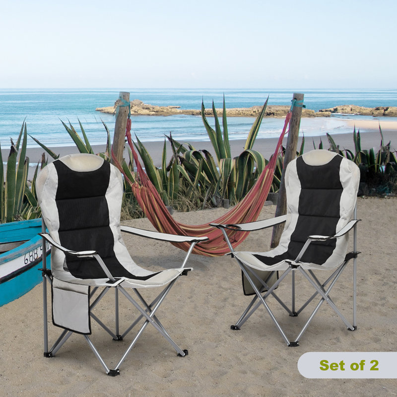 Folding Camping Chair, Black/White