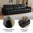 122.05'' Genuine Leather Sofa With Drop-Down Cup Holder Console, Modern 3-Seater Modular Couch with Adjustable Headrests, Black-1630038040