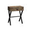 Élégante table d'appoint avec stratifié brun et métal noir, idéale pour le décor de chambre à coucher, base en métal contemporaine, convenant aux décors