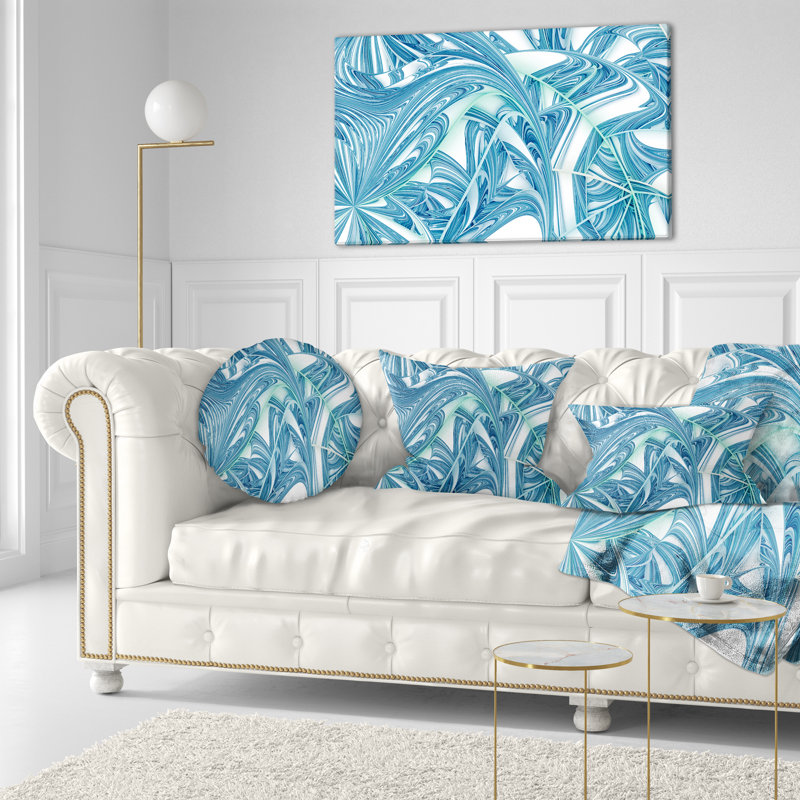  Coussin lombaire abstrait à motif fractal, Bleu