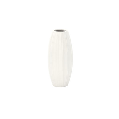 Vase cylindrique rond en céramique blanc mat