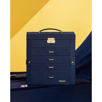 Large Jewelry Box With Mirror And Lock - Watch Organizer With Multiple Drawers And Swing-Out Cabinets For Necklaces, Rings, Earrings, And Bracelets Storage