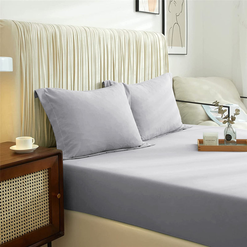 Super Soft Extra Deep Microfiber Brushed Fitted Sheet, Double (4'6), Silver