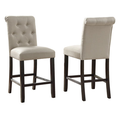 Tabourets de comptoir de hauteur brun clair, rembourrage confortable, pieds en bois robustes de 2 po avec bois