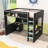 Modern Loft Bed with Built-in Desk, Pegboard Organizer, LED Lighting and Storage Shelves-715236155-715236149