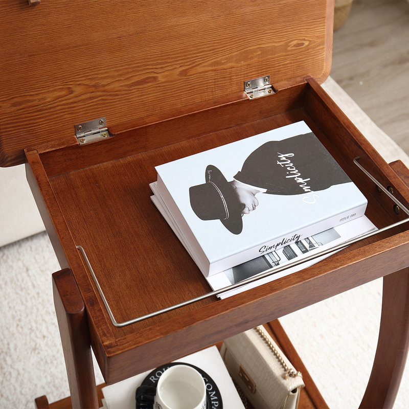 Modern minimalist adjustable and mobile End Table, 26.77" H x 23.62" W x 15.75" D