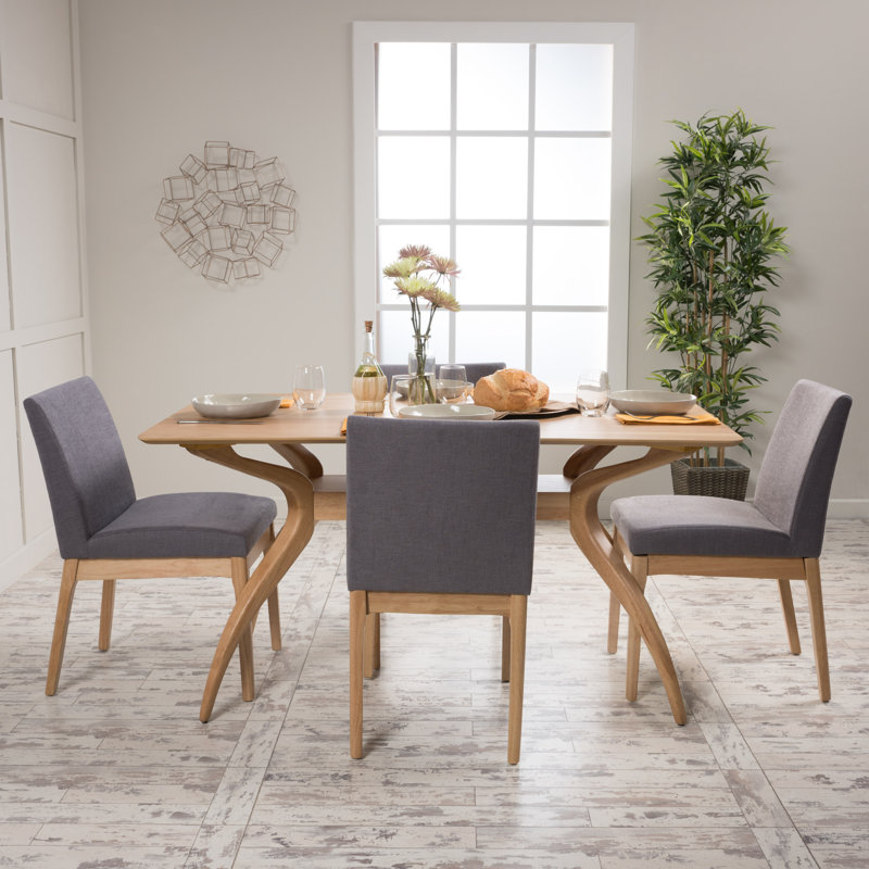 Ensemble de salle à manger pour 4 personnes Dashone, Chêne naturel, Gris foncé