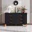 Armoire de rangement en bois à 6 tiroirs avec poignées en métal-2094059428