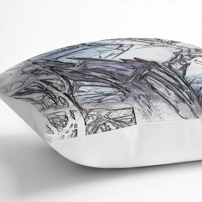 Tree at Wintertime Cushion with Filling, White, 55cm H x 55cm W x 20cm D