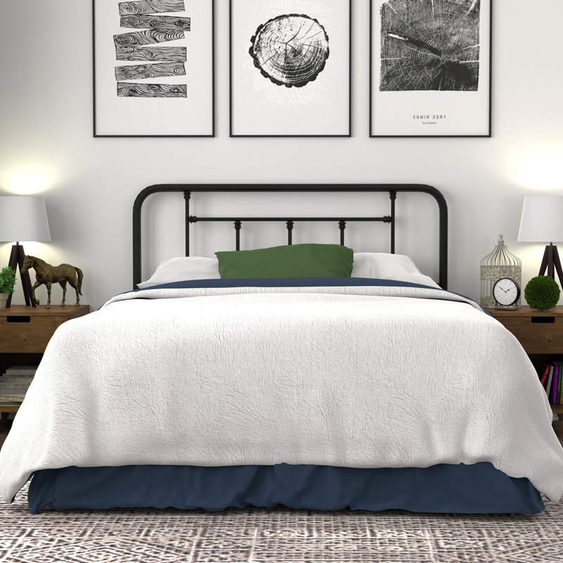Baywin Steel Metal Slat Headboard, King, Black