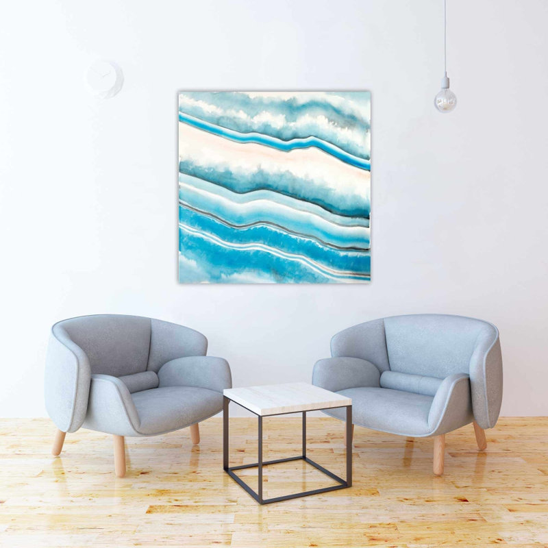 Textured Geode - Illustrative White Canvas for Home Decor, 36" H x 36" W