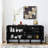 60" Mid Century Modern Sideboard Buffet Cabinet With Storage, TV Media Console, Storage Cabinet With Geometric Pattern & Adjustable Shelves For Kitchen Dining Living Room Entryway Hallway, Black-1505627274
