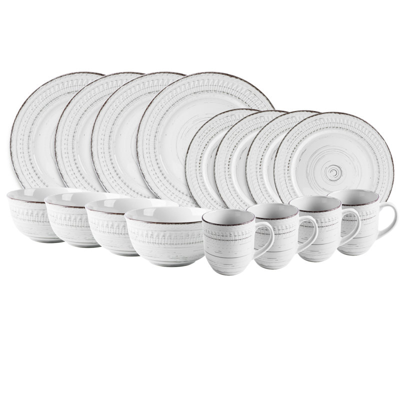 Service de table 16 pièces, service pour 4 Willette, Blanc