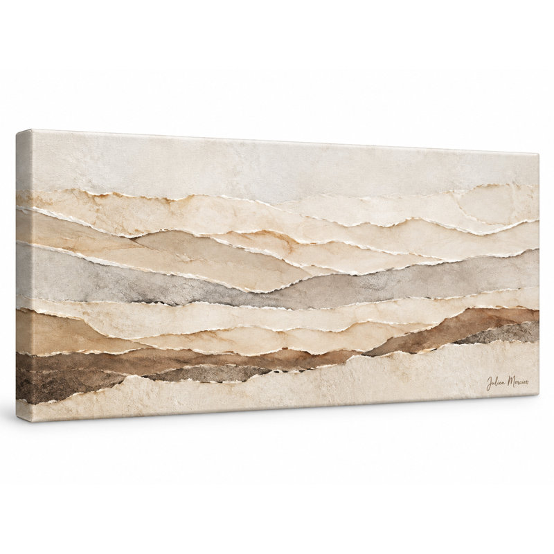 Tableau mural abstrait panoramique en grès stratifié sur toile tendue, H 27,5 po x l 55 po x P 1,5 po