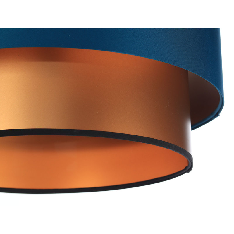Rivington 1 - Light Black/Silver Drum Pendant, 20cm H x 60cm W x 60cm D, Blue/Orange