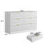 Commode moderne à motif ondulé avec 6 tiroirs spacieux en panneau de particules blanc pur, rangement polyvalent pour la chambre à coucher et les espaces de vie