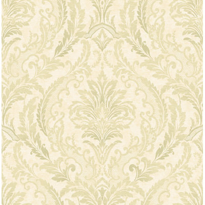  Papier peint à motif damassé canari crème et fougère Designs