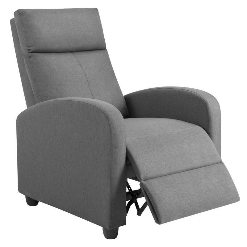 Neecy Upholstered Recliner, Gray Linen Blend