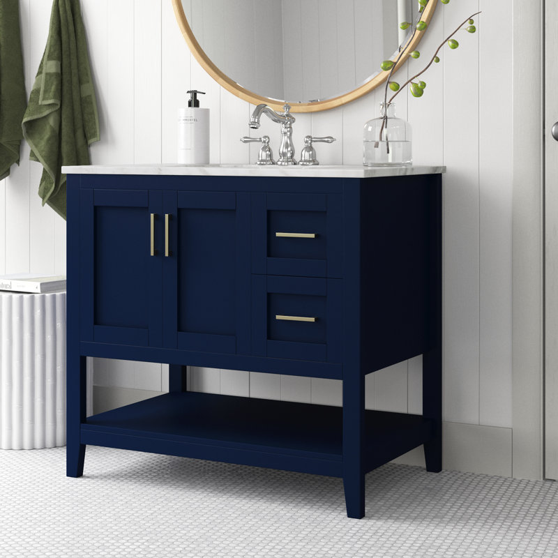 Ensemble de meuble-lavabo simple 36 po Scottsbluff, Bleu