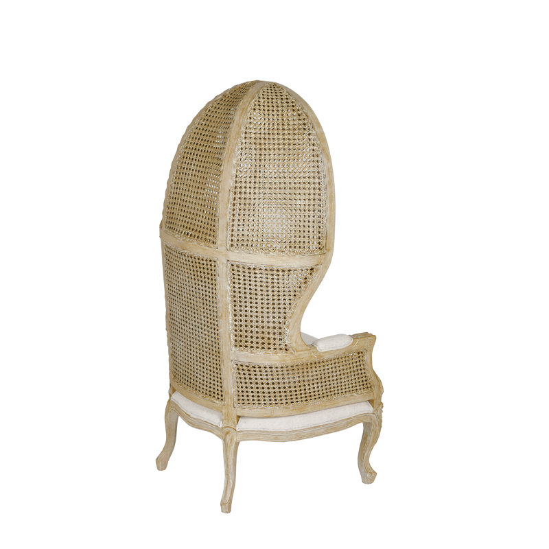 Havel Upholstered Accent Chair, Beige Frame/ Off-White Cushion