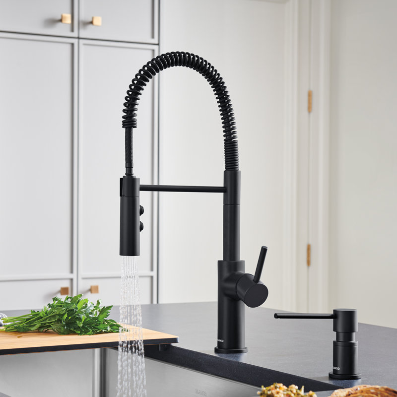 Catris Semi-Pro Pull-Down Dual-Spray Kitchen Faucet, Matte Black