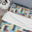 Ensemble de housse de couette à rayures Blue Geometric Angeled Symmetry Patterny-82745628