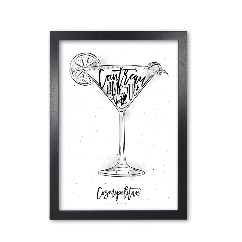 Cosmopolitan Cocktail - Print, Black Grain Frame, 30 cm H x 21 cm W x 5 cm D